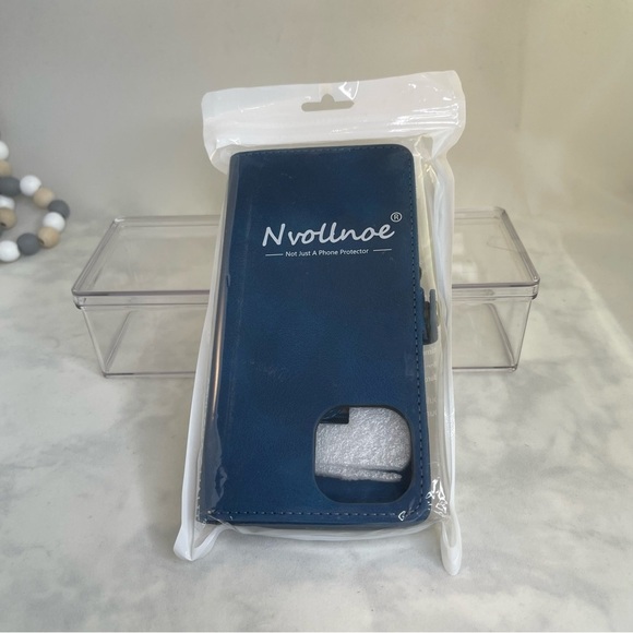 Nvollnoe For IPhone 15 Wallet Case With Card Holder And Zipper Pocket Wrist Blue - Picture 2 of 5